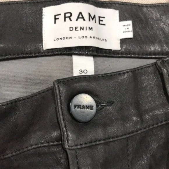 FRAME Le High Skinny Slit Leather Pants - Picture 5 of 6